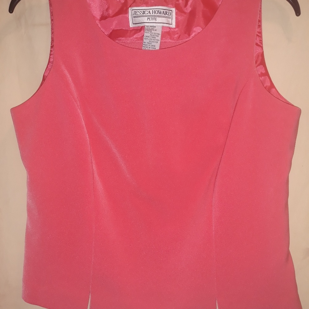 Jessica Howard Womens Pink Sleeveless Shirt Top